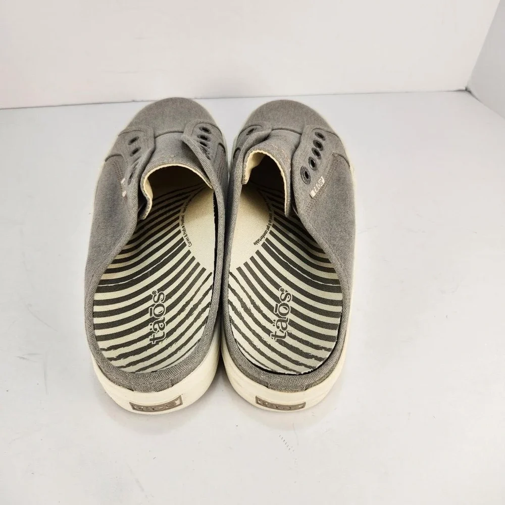 Taos EZ Soul Women's Size 9.5 Gray Wash Canvas Mule Slip On Sneakers Comfort